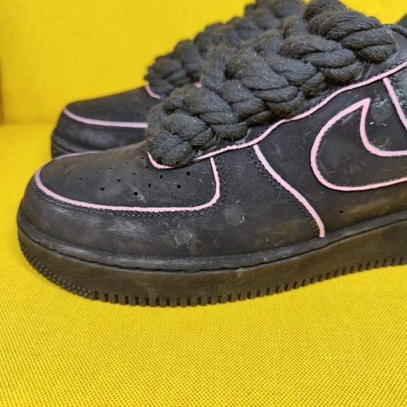 NIKE CUSTOM AF1 Air Force 1 Low Black Lilac Outline Sneakers Men's Shoes Size 9. - Picture 2 of 11